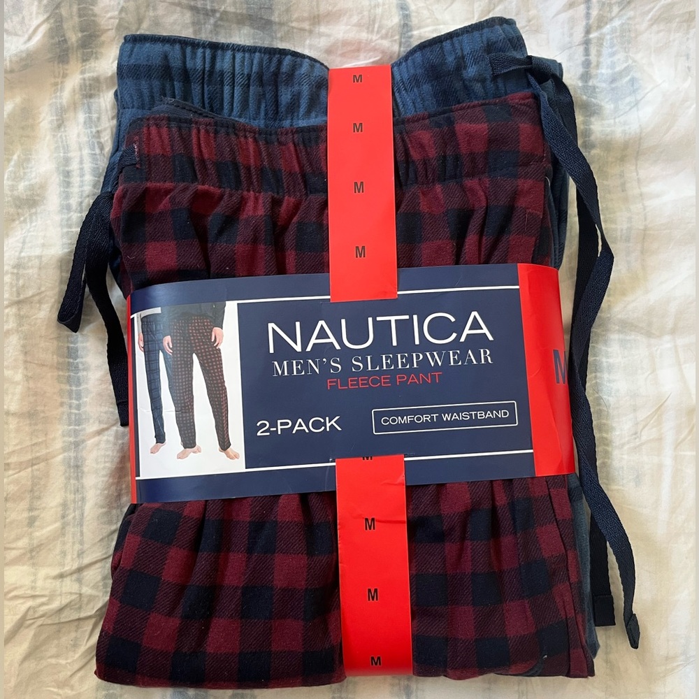 Nautica Men’s Sleepwear Fleece Pant Pajama Pants Size M 2-Pack. Never Worn.